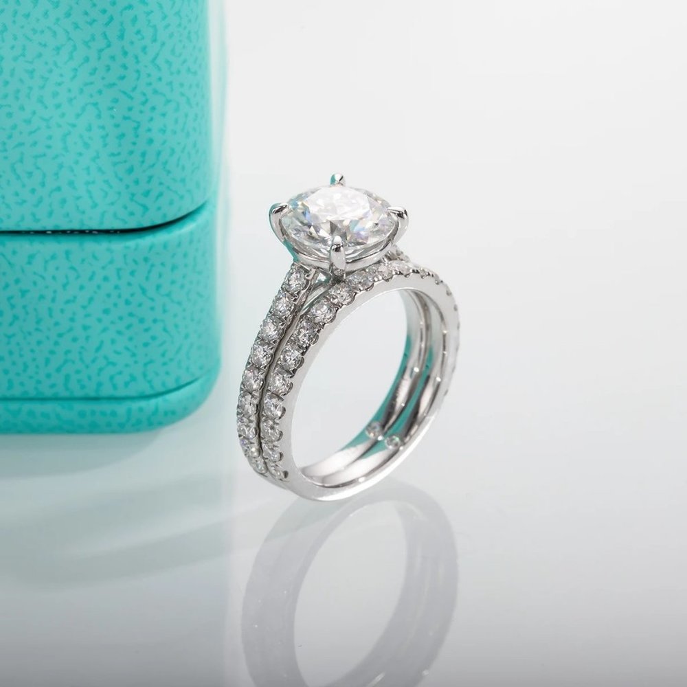 Certified 4.14ct. t.w. Moissanite Diamond Wedding Ring Set NEW - Picture 6 of 13